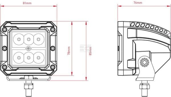 Lampa robocza LED kwadratowa 18W 1620 lm 10/30V światło rozproszone