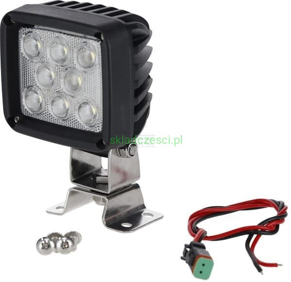 Lampa robocza LED kwadratowa 24W 1920 lm światło rozproszone z wtyczką Deutsch 8 LED