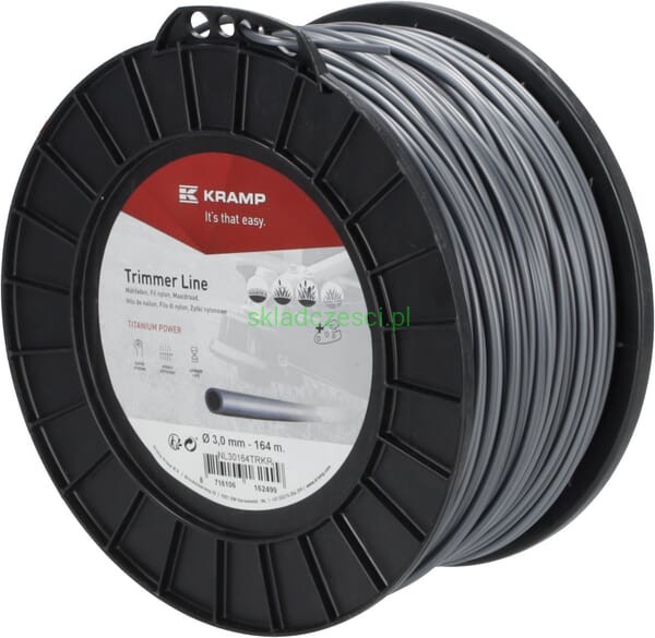 Żyłka tnąca Ø 3.0 mm 164 m okrągła Titanium Power szara