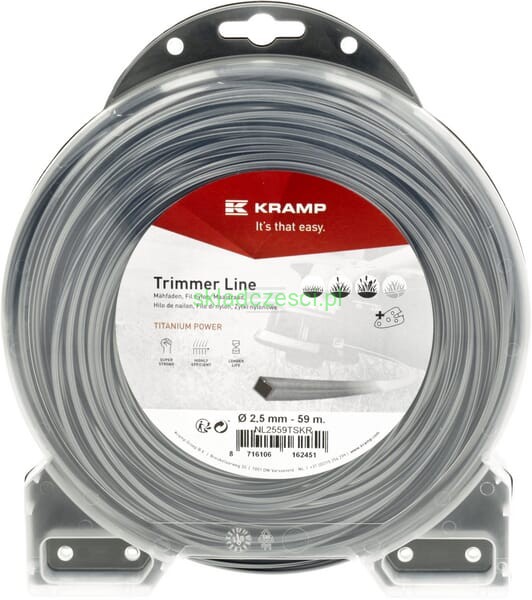 Żyłka tnąca Ø 2.5mm 59 m kwadratowa Titanium Power szara