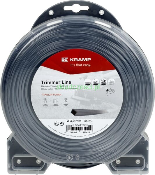 Żyłka tnąca Ø 3 mm x 44 m kwadratowa Titanium Power szara