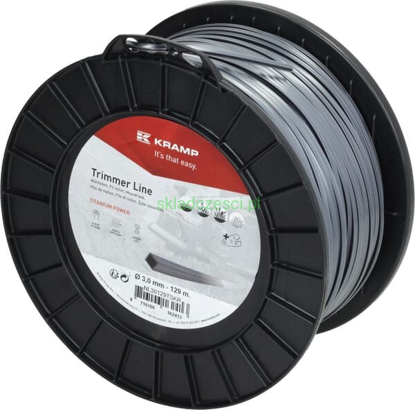 Żyłka tnąca Ø 3 mm x 129 m kwadratowa Titanium Power szara