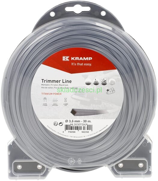 Żyłka tnąca Ø 3.5 mm 30 m kwadratowa Titanium Power szara