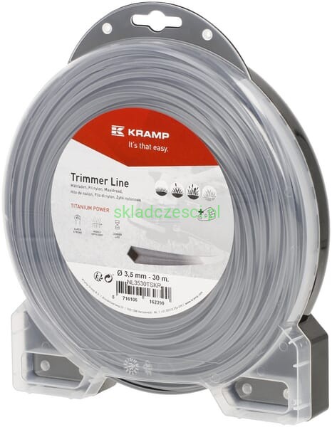 Żyłka tnąca Ø 4 mm x 23 m kwadratowa Titanium Power szara