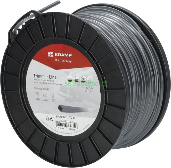 Żyłka tnąca Ø 4 mm x 72 m kwadratowa Titanium Power szara