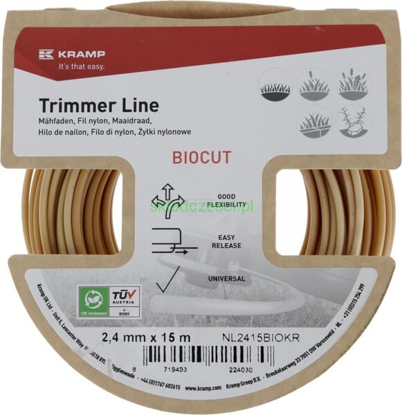 Żyłka tnąca Ø 2.4 x 15 m okrągła Kramp Biocut Starch