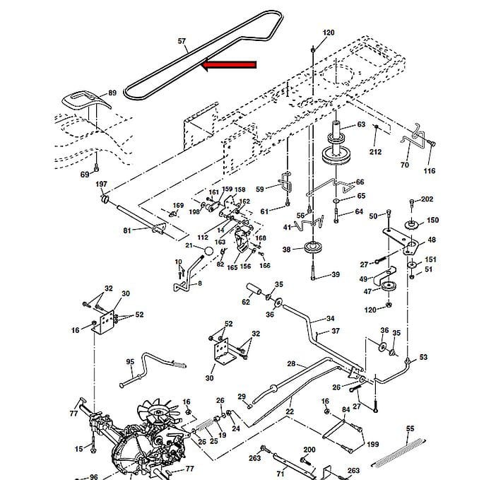 Pasek jazdy Husqvarna YTH150 XP YTH151 YTH160 LTH1797 LTH2042 schemat