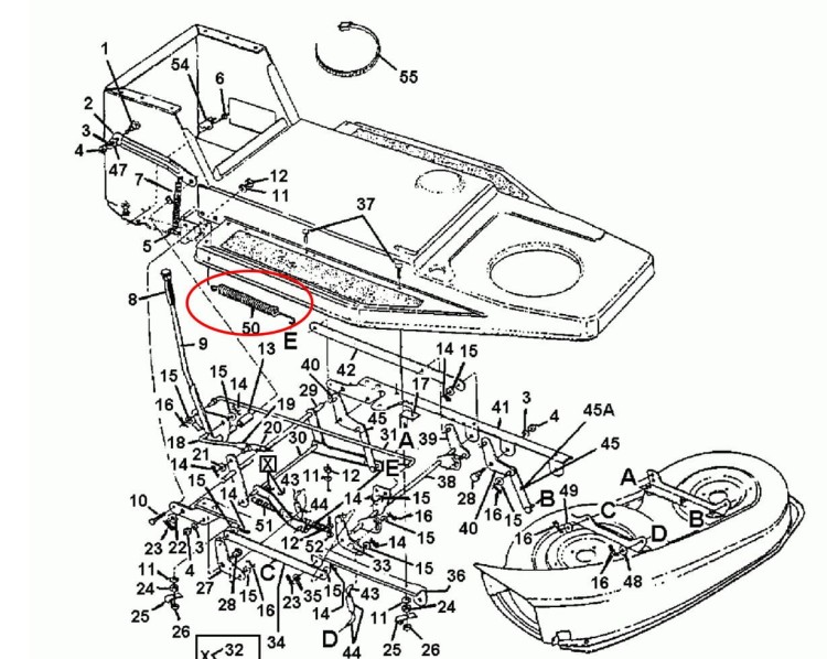 MTD 732-0638 schemat deck lift