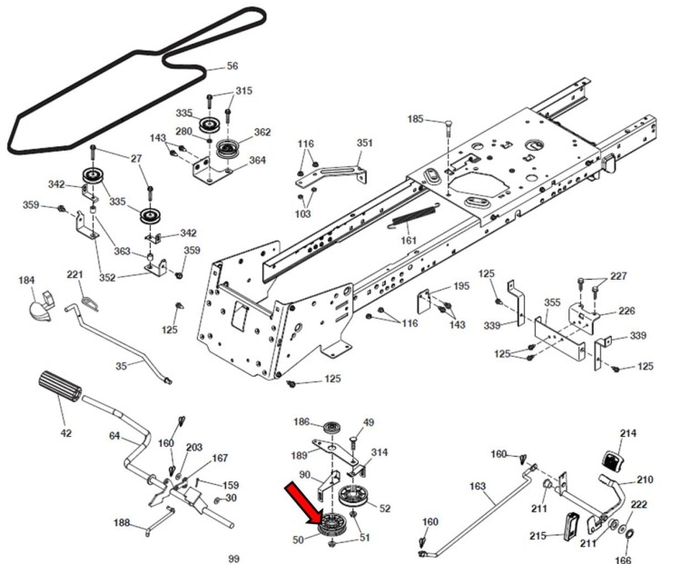 Koło pasowe 194327 Craftsman LT1500 917287220 917287140 917276600 schemat