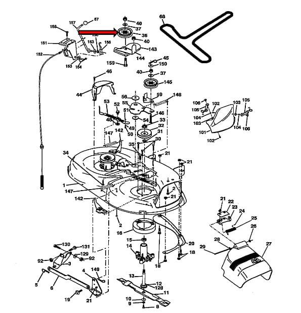 Rolka paska Husqvarna LT 125 130 131 135 150 151 152 1536 1538