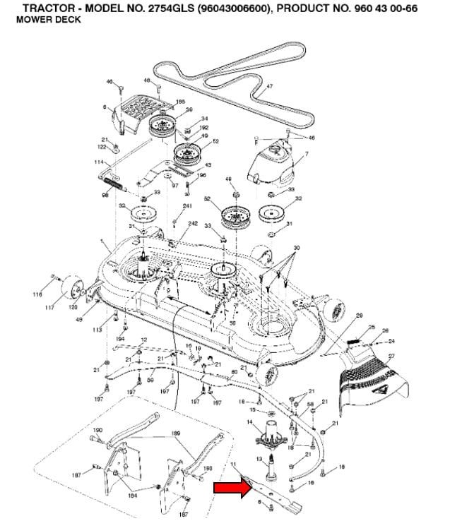 Nóż Husqvarna deck 54" schemat