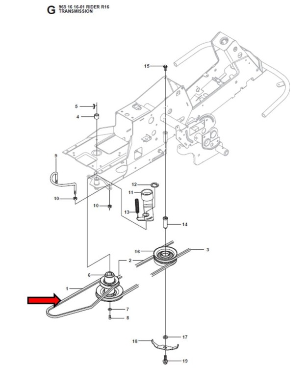 Pasek jazdy Husqvarna Jonsered rider schemat