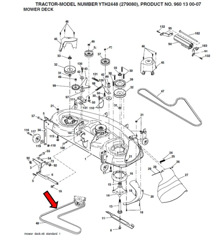 Pasek noży główny Jonsered LT 19A LT 2119 A LT 2122 A2 schemat