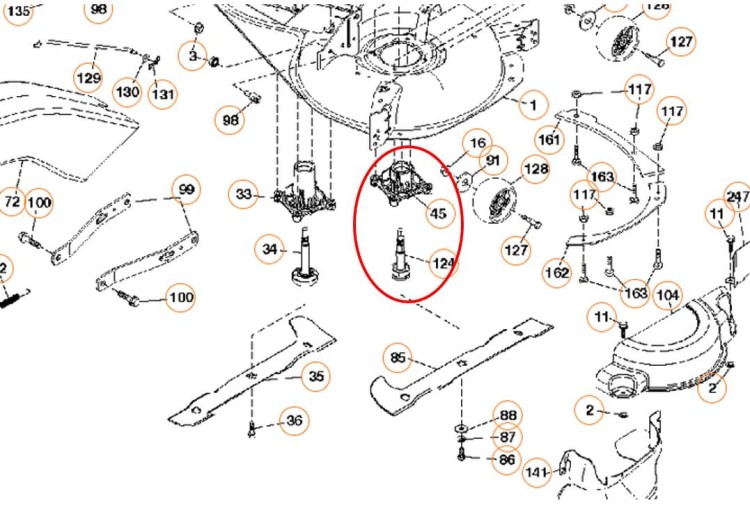 Mandrela adapter noża niski Husqvarna TC 142 242 342 338 238