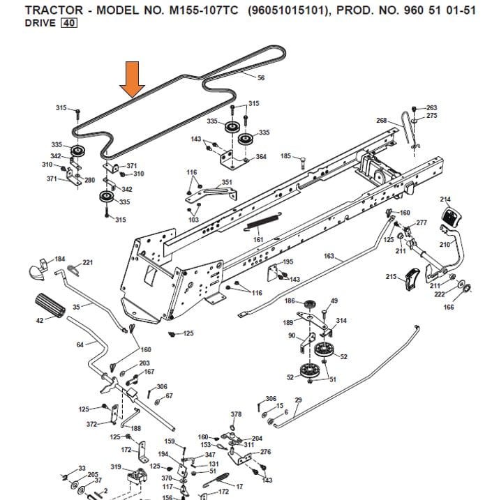 Pasek jazdy PowerDrive McCulloch 584362301 532446991 schemat