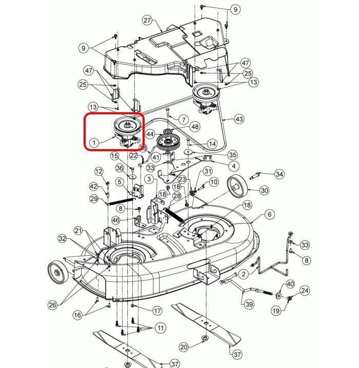 Wałek piasty noża 738-04241 schemat deck