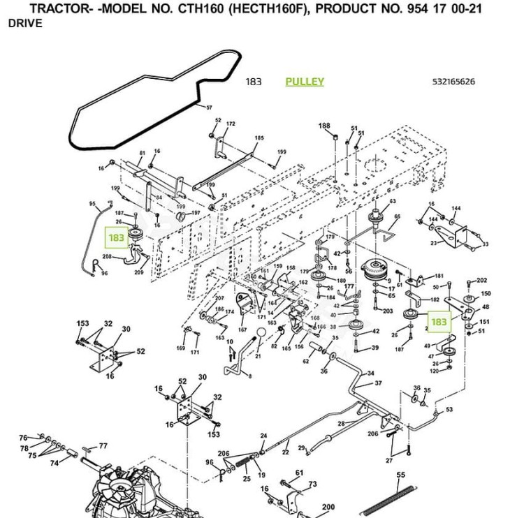 Rolka paska jazdy PARTNER P125CRD P145CRD AYP 125RCD WZ12536RDA schemat