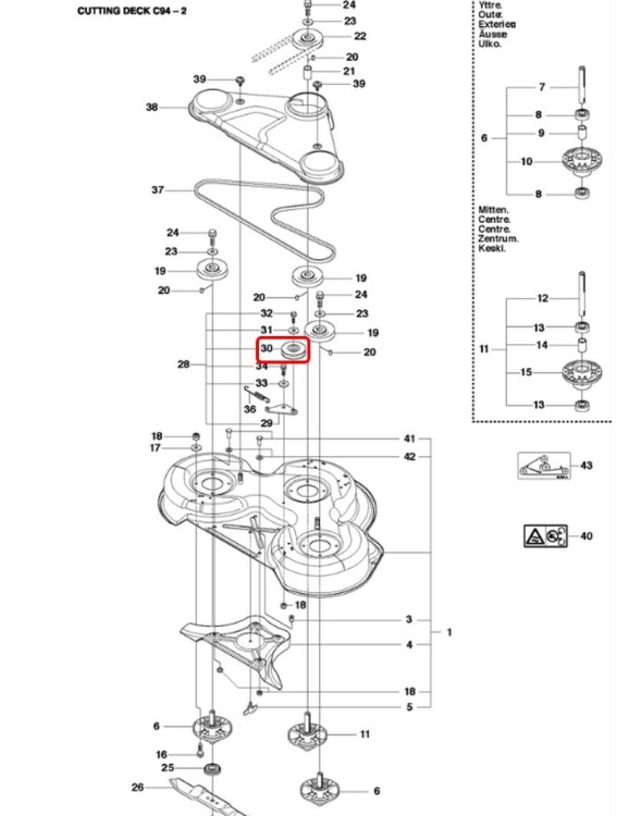 Koło pasowe 506793201 581864601 schemat deck 94