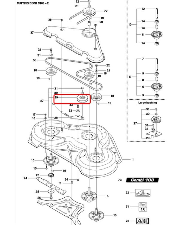 Koło pasowe 506793201 581864601 schemat deck 103