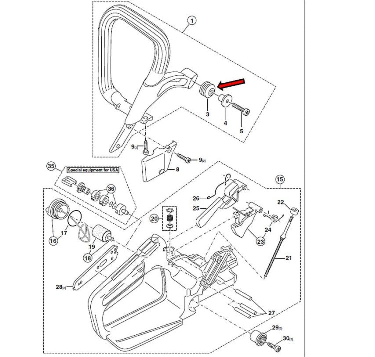 Amortyzator pilarki Makita DCS 33 34 400 401 410 430 520 4610 schemat