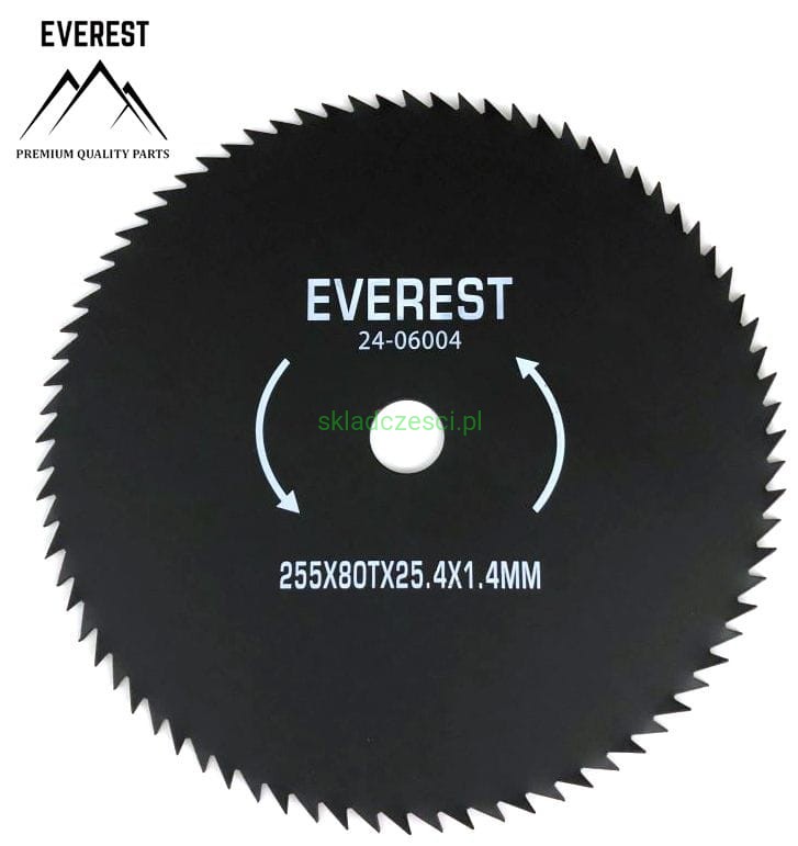 Tarcza tnąca do kosy 80 zębów 255x25,4x1,4 mm Everest