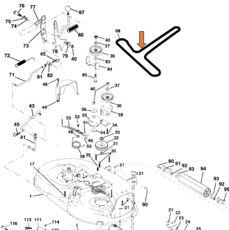 Pasek noży Partner P13-105E P15-105EH P16-105EH PP125H38 schemat