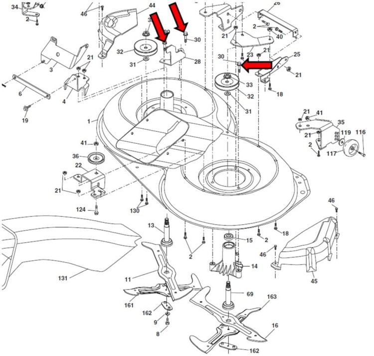 Śruba piasty adaptera noża Husqvarna Partner Craftsman McCulloch AYP schemat_CTH