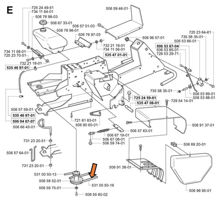 Pasek 589531601 506675001 531005016 schemat Husqvarna RIDER 11