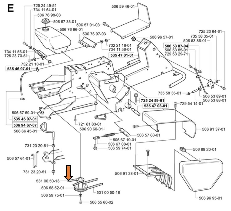 Pasek 589531301 506544901 531003145 531005013 Rider Husqvarna Jonsered schemat