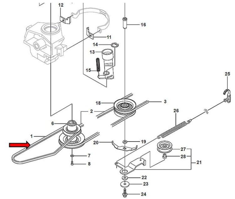 Pasek 589531301 506544901 531003145 531005013 Rider Husqvarna Jonsered diagram