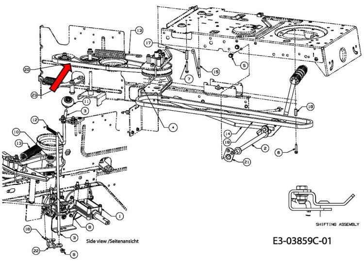 Pasek jazdy 754-04268 954-04268 MTD MF Gutbrod Wolf Yardman schemat