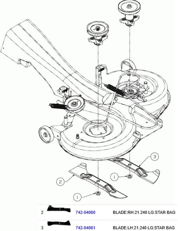 Noże MTD deck N 105 schemat