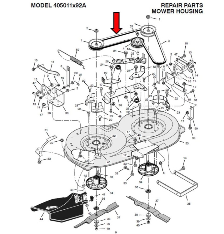Pasek noży Murray 7800295 7800297 7800300 7800320 7800321 schemat
