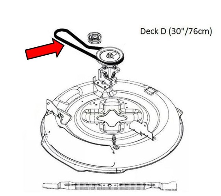 Pasek napedu noża schemat deck D 76 cm