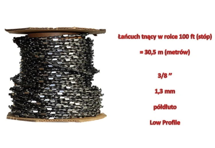 Łańcuch tnący do 3/8" LP 1,3 mm półdłuto rolka 100ft