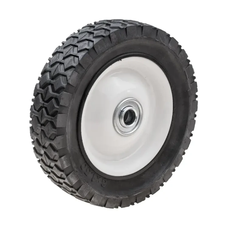 Koło kosiarki uniwersalne metalowe 150 mm łożyskowane opona gumowa