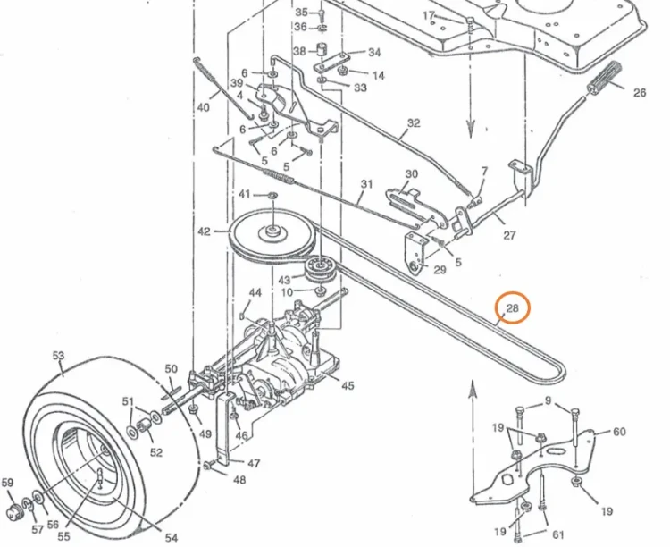 Pasek jazdy 37X61 710531 Murray VIKING MT435H MT426H VICTA 4015HX schemat 2
