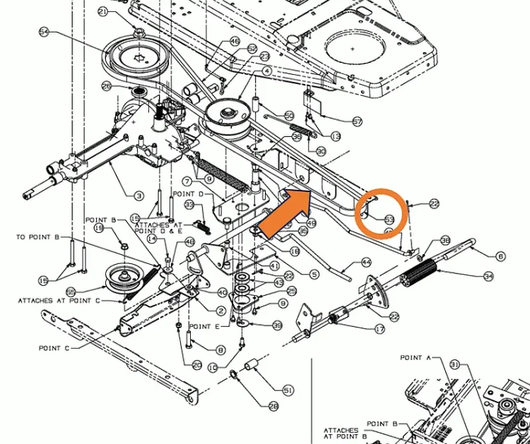 Pasek jazdy MTD 12/76 T B 12 115 135 Celebration 96 JA 115 125 135 schemat