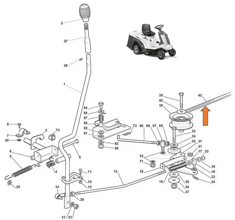 Pasek noża HONDA HF1211 BRILL COOPER F72 hydro DOLMAR RM 72-13 RM-72-13 H schemat