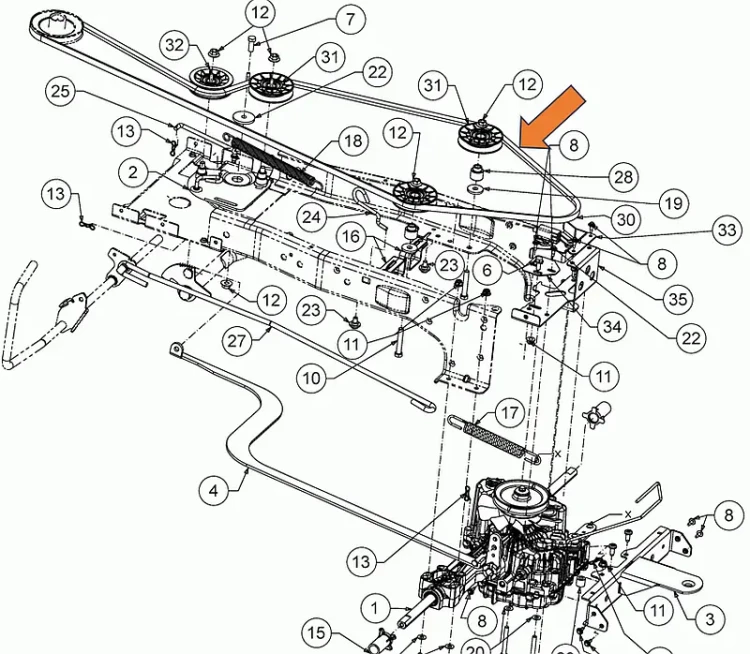 Pasek jazdy Wolf Garten Alpha 95.165 95.180 106.185 106.220 H schemat