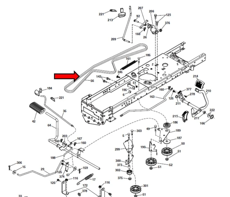 Pasek jazdy Husqvarna YTA19K42 YTA18542 LTA18538 Craftsman LT126 LT152 schemat