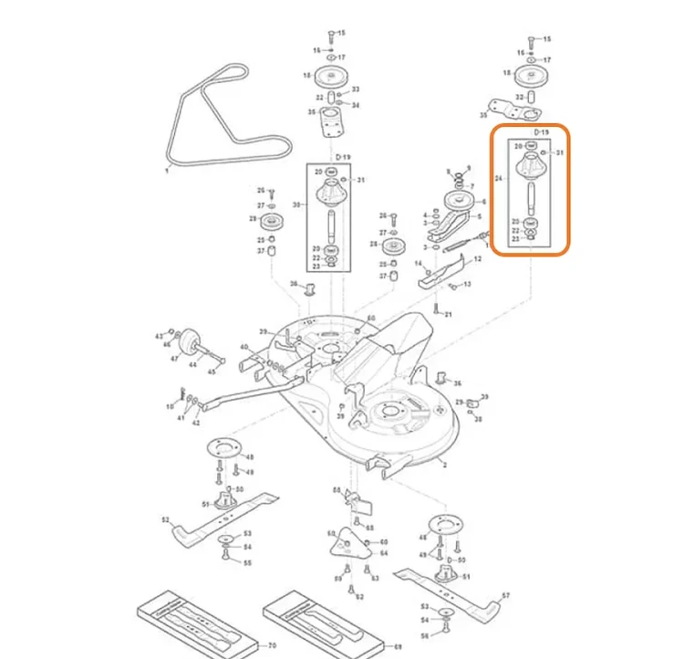 Mandrela lewa Stiga CastelGarden Alpina Honda deck 92 i 98