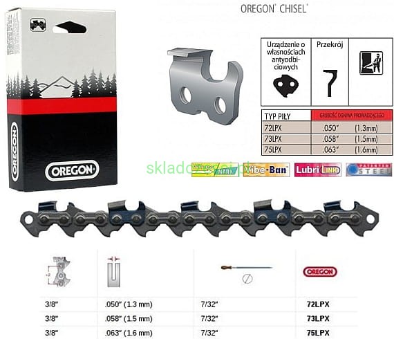 Łańcuch tnący do pił OREGON SUPER 70 3/8 1,5mm - 60 ogniw