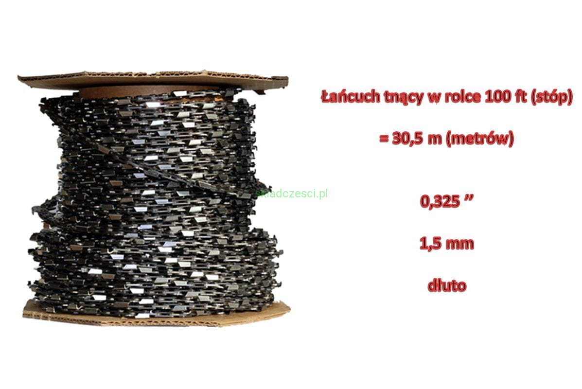 Łańcuch tnący 0,325" 1,5 mm w rolce 100ft pełne dłuto