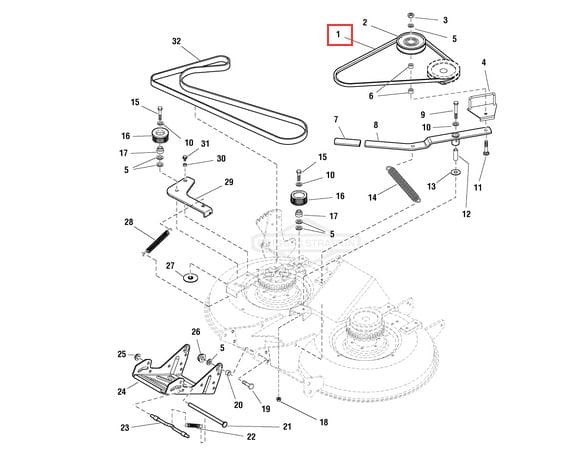 Pasek napędu noży Simplicity Baron 40" 2416H 2417H 2418H 2420H schemat