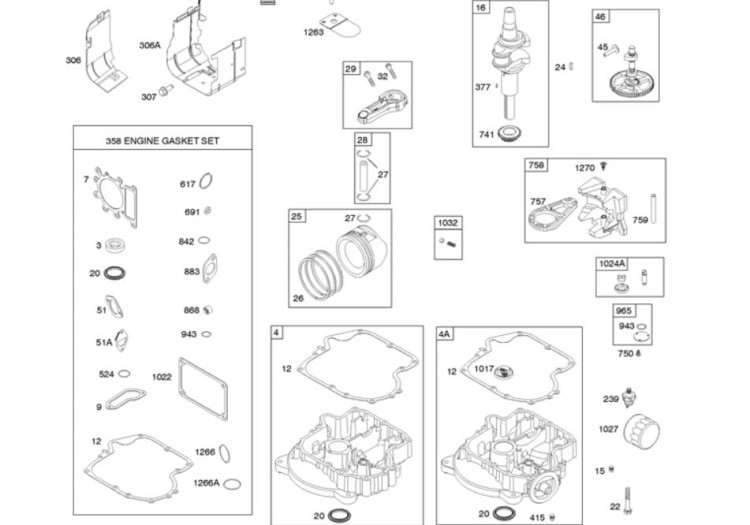 Uszczelka miski olejowej 697110 do Briggs & Stratton OHV AVS 10 -19 HP - nr 12 na schemacie