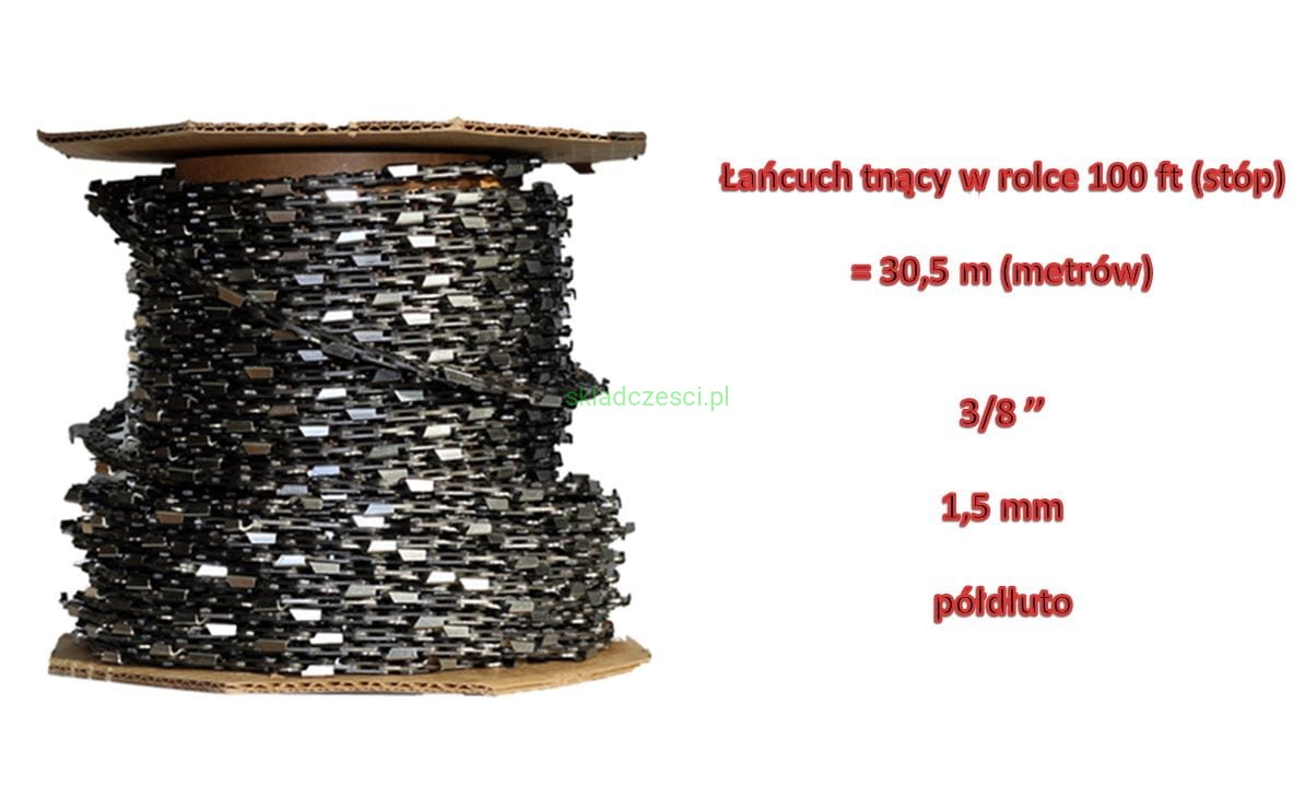Łańcuch tnący do pił 3/8" 1,5 mm rolka 100ft półdłuto
