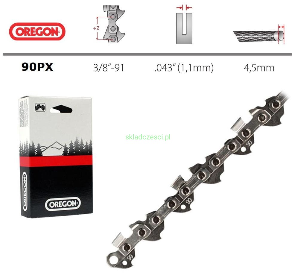 Łańcuch tnący 3/8" 1,1mm 50 ogniw OREGON CHAMFER Micro-Lite 90PX